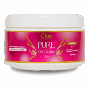 Tarro de Máscara Capilar Cloe Pure Sensation Color, ideal para nutrir y proteger el color del cabello teñido.