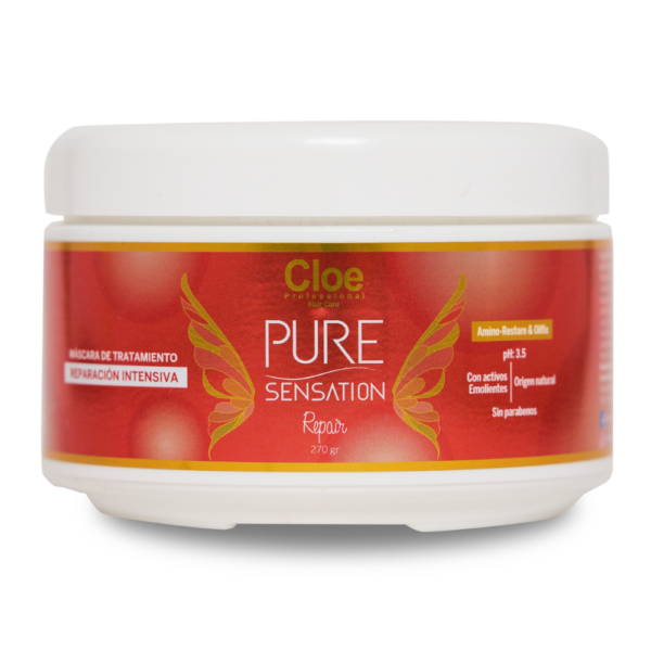 Tarro de Máscara Capilar Cloe Pure Sensation Repair, ideal para reparar y nutrir el cabello dañado.