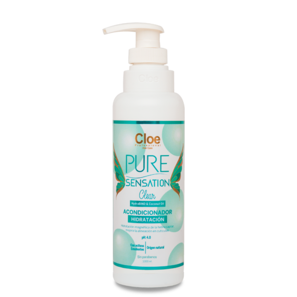 Botella de Acondicionador Cloe Pure Sensation Clear de 400ML, ideal para hidratar sin apelmazar y mantener el cabello ligero.