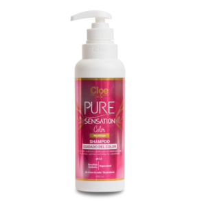 Botella de Shampoo Cloe Pure Sensation Color de 400ML, ideal para el cuidado y protección del cabello teñido.