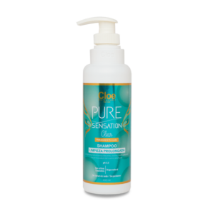 Botella de Shampoo Cloe Pure Sensation Clear de 400ML, ideal para limpieza profunda y equilibrio del cuero cabelludo.