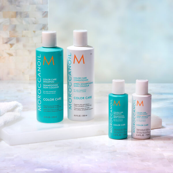 Kit Moroccanoil Color Care con shampoo y acondicionador en tamaños 250 ml y 70 ml