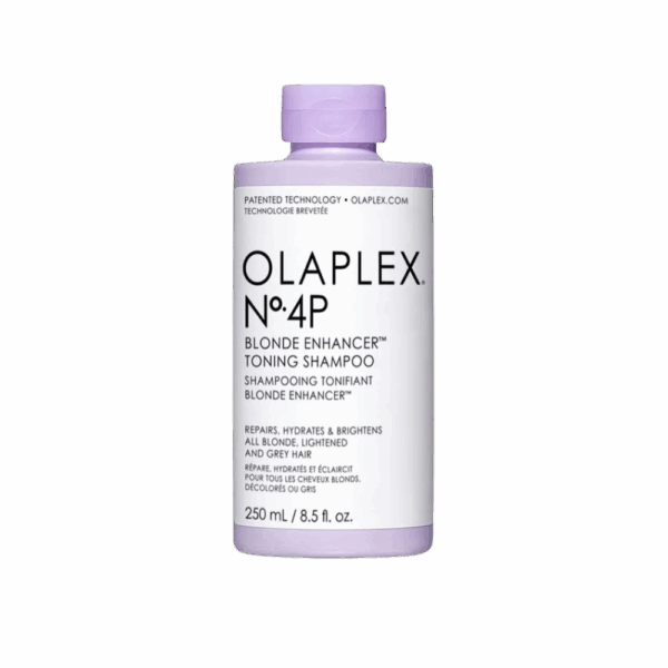 Botella de Olaplex No.4P, champú tonificante para cabello rubio, decolorado o gris. Repara, hidrata y brilla. Tamaño: 250 ml / 8.5 fl. oz.