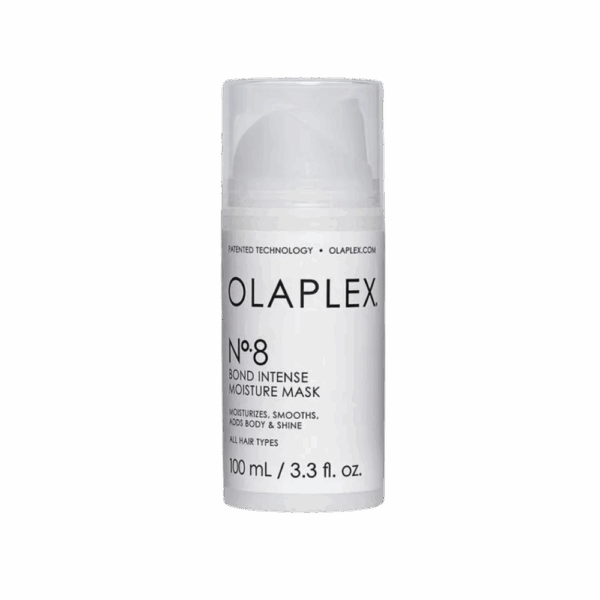 Botella de Olaplex No.8, mascarilla intensiva de hidratación Bond Intense Moisture Mask. Tamaño: 100 ml (3.3 fl oz).