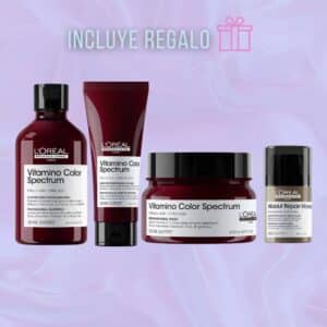 Pack de productos L'Oréal Professionnel Vitamino Color Spectrum y Absolut Repair Molecular para cuidado del cabello teñido