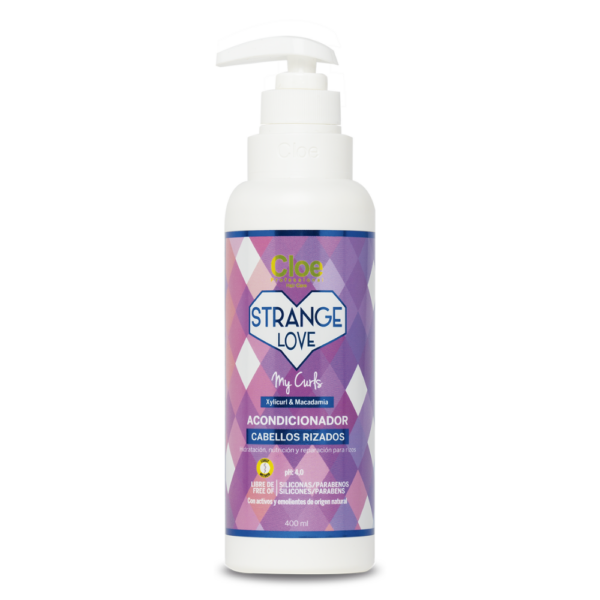 Botella de acondicionador Strange Love My Curls para cabellos rizados, con Xylicur y macadamia, libre de siliconas y parabenos, 400 ml
