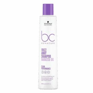 Shampoo de la marca Schwarzkopf de la línea Frizz Away sobre fondo transparente