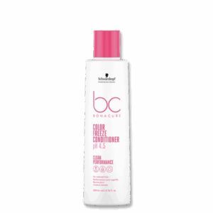 Acondicionador de la marca Schwarzkopf de la línea color freeze sobre fondo transparente