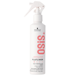 Spray protector térmico OSIS+ Flatliner de Schwarzkopf Professional, 200 ml. Brinda protección térmica hasta 230°C, ayuda a controlar el frizz y reduce la rotura del cabello.