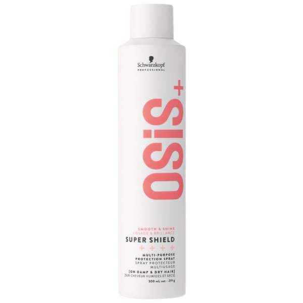 Spray protector multifunción OSIS+ Super Shield de Schwarzkopf Professional, 300 ml. Ofrece protección térmica, efecto antiestático y facilita el cepillado.