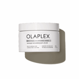 Tarro de la Máscara Weightless Nourishing Mask de OLAPLEX sobre fondo transparente.