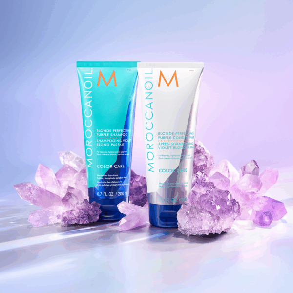 Pack de shampoo y acondicionador Moroccanoil Blonde Perfecting con cristales